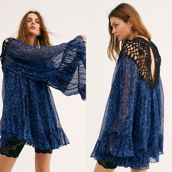 Free people Frock boho Dress Cobalt Blue XS NWT - Picture 3 of 9